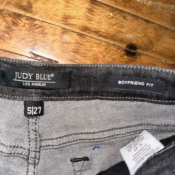 Judy Blue boyfriend slouchy distressed stretchy 5/27 boutique jeans - Picture 2 of 4